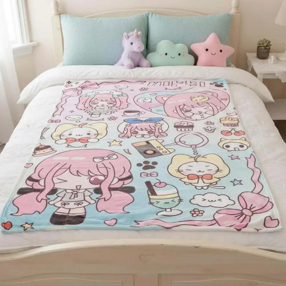 Nikki & Momo Flannel Blanket | Infinity Nikki Soft Throw | Gaming Fan Gift